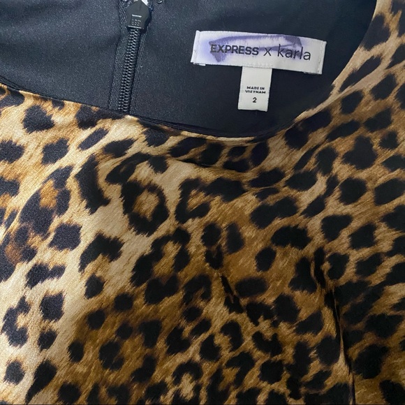 NEW LEOPARD RUCHED PRINT DRESS EXPRESS - Picture 6 of 7